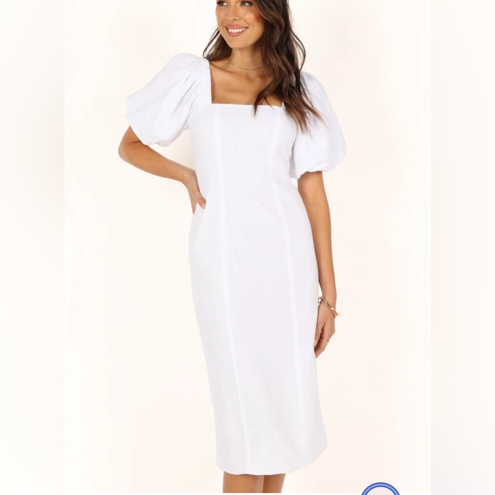 SNDYS Everyday Women's Dress White Tuscany Dress Puff Sleeve | New without Tags